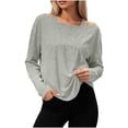 thumbnail image 3 of Loopsun Womens Long Sleeve Fall Tops Fashion Solid Off Shoulder Crew Neck Sports Casual T Shirt, 3 of 3