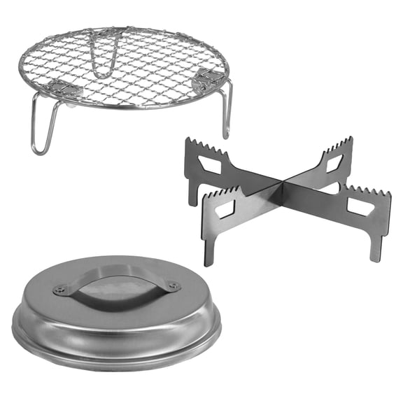 Sunnydaze 3-Piece Stainless Steel Smokeless 7.25" Diameter Tabletop Fire Pit Accessory Kit