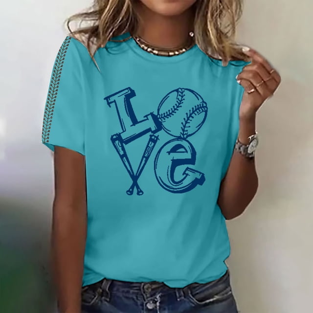 T-Shirt à Manches Courtes pour Femmes Seductiva Vente Liquidation 2025 T-Shirt d'Été 2025 pour Femmes à Imprimé Baseball