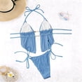 thumbnail image 5 of Xijirk Tankini Swimsuits for Women,Tie Side Two Piece Swimsuits High Waisted Bikini with Tankini Top and Adjustable Bottoms Swimwear Outfit for Beach Summer,Womens Swimsuits,Blue,XL, 5 of 6