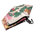 thumbnail image 6 of FORMRS Travel Umbrella Folding Auto Open Close Windproof Rain UV Protection, Brown Gingerbread House, 6 of 8