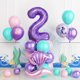 thumbnail image 1 of Set de globos con diseño de sirena, número 2, 26 unidades, con concha y sirena, 1 of 1