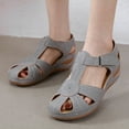 thumbnail image 7 of FAMITION Wedge Sandals for Women Comfortable Closed Toe Sandals Casual Summer Ankle Strap Platform Heel Sandals Dressy Shoes Grey Size 10, 7 of 7