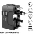 thumbnail image 5 of Adaptador de enchufe de viaje universal con 2 puertos USB, cargador de CA para viajes internacionales, convertidor para AU, EE. UU., RU y UE, cargador USB nuevo., 5 of 5