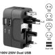 thumbnail image 5 of Adaptador de enchufe de viaje universal con 2 puertos USB, cargador de CA para viajes internacionales, convertidor para AU, EE. UU., RU y UE, cargador USB nuevo., 5 of 5