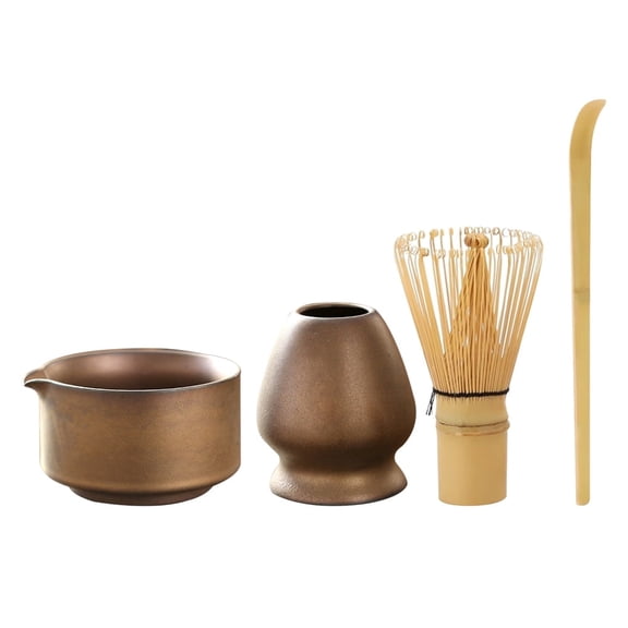 Matcha Whisk Set Kit 4-Piece Ceramic Matcha Tea Bowl and Whisk with Bamboo Tea Maker Ceremony Match Accessories