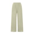 thumbnail image 4 of Linen Pants for Women Solid Color Elastic High Waisted Relaxed Fit Comfy Casual Pockets Wide Leg Palazzo Pants Trousers, 4 of 7