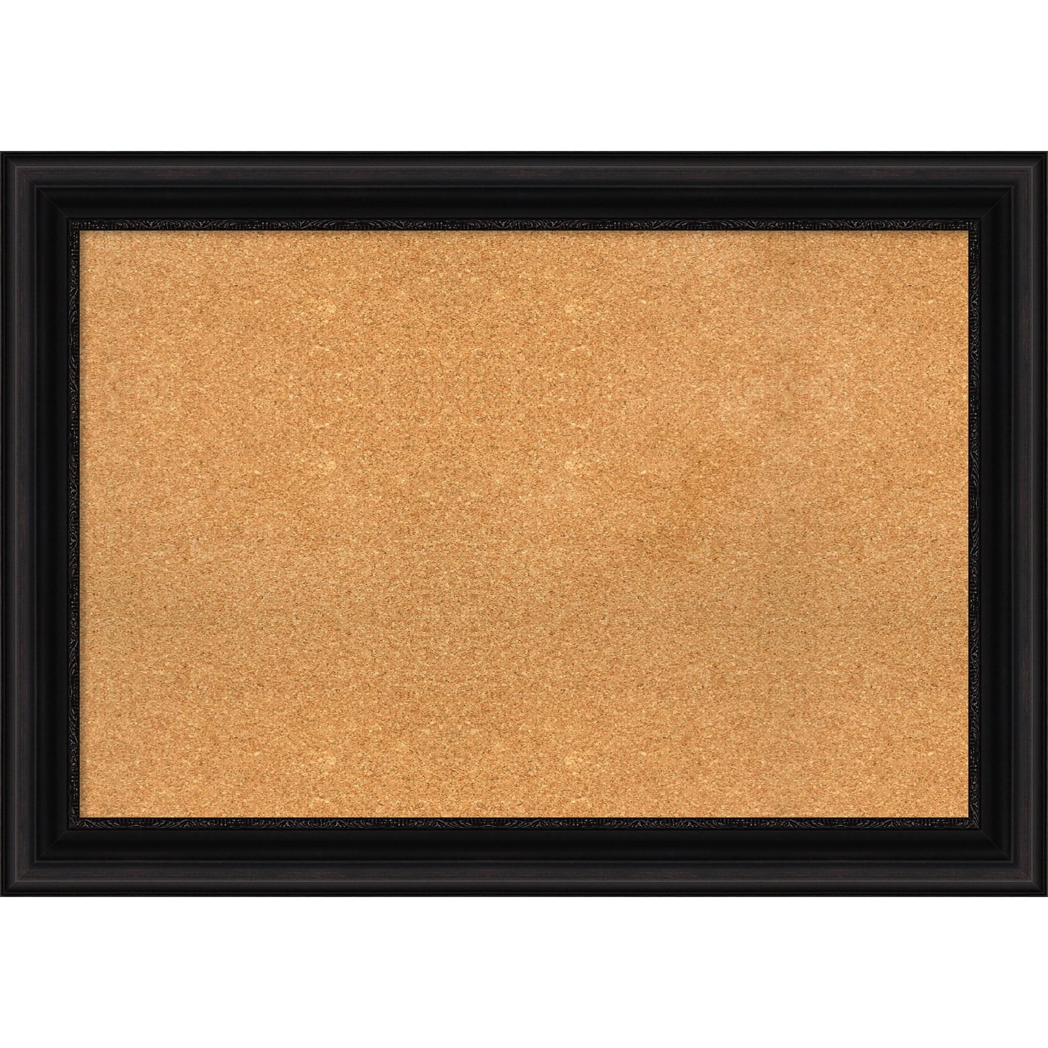 Amanti Art Natural Cork Board Framed Parlor Black Bulletin Board 34 in. x 26 in.