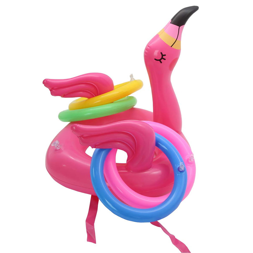 3 Pack Inflatable Flamingo Ring Toss Game Flamingo Head Target Toss Pool Beach Party Games Luau Decorations for Kids Adult Family Party Game Pool Party Fun 3 Flamingo and 12 Rings 