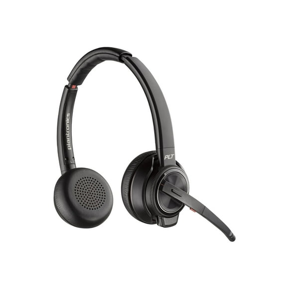 Poly Savi 8220-M UC - Savi 8200 series - headset - on-ear - DECT - wireless - USB-A via DECT adapter - black - Zoom Certified