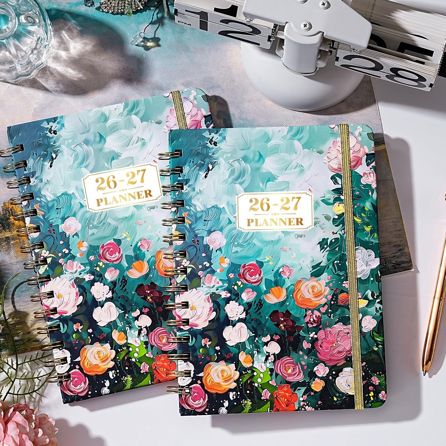 2026-2027 Planner - July 2026 - June 2027, Weekly Monthly Planner 2026-2027 with Colorful Tabs, 6.3" x 8.4", Floral, Twin-Wire Binding