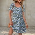 thumbnail image 2 of Tnhcen Women's Summer Vintage Print Pocket Short Sleeve Round Neck Cotton-Like Spandex Casual Dress S-2XL Breathable Loose Fit Plus Size Daywear Outfit, 2 of 7