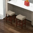 thumbnail image 4 of Gymax Set of 4 Bar Stools Counter Height Saddle Kitchen Chairs w/ Wooden Legs Beige, 4 of 8
