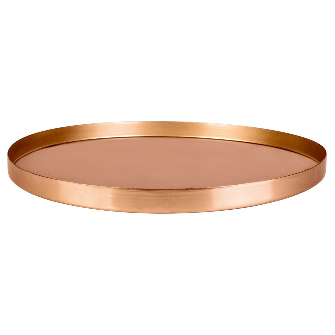 Koyal Wholesale Round Metal Tray, Polished Copper, 1ct