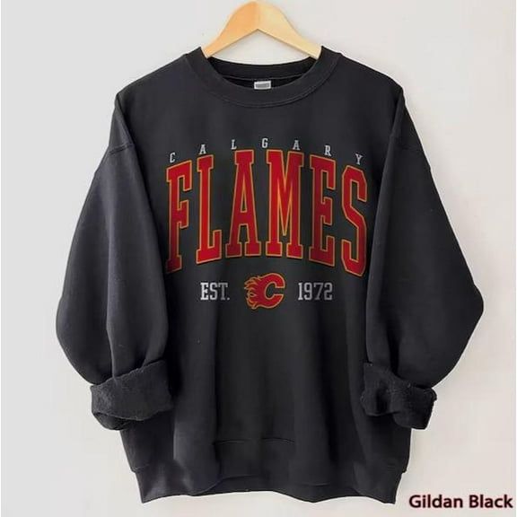 Vintage 90s Calgary Hockey Sweatshirt, Flames Shirt, Hockey Fan Shirt, Ice Hokcey Loves