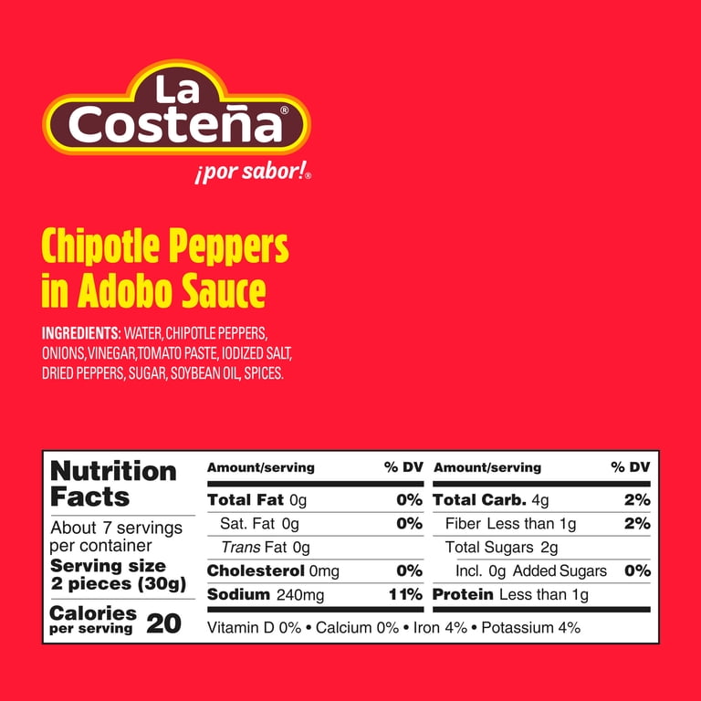 La Costena Chipotle Peppers in Adobo Sauce, 7 oz Can