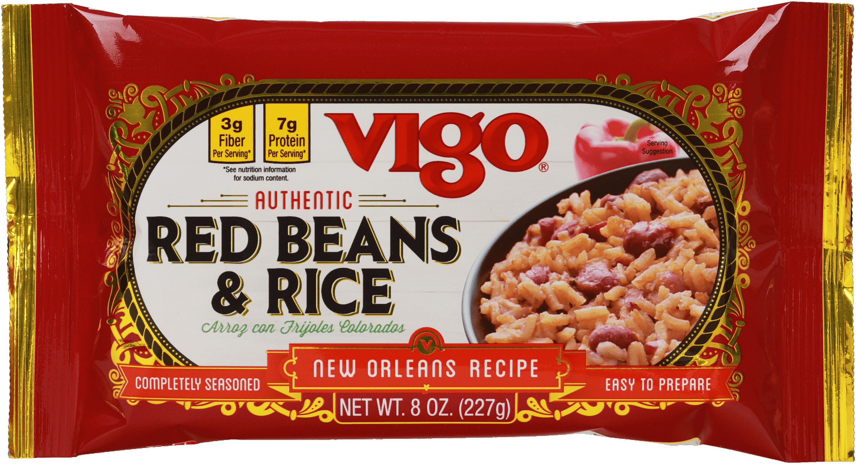 (4 pack) Vigo Red Beans and Rice Dinner , 8oz. Bag, Shelf-Stable,