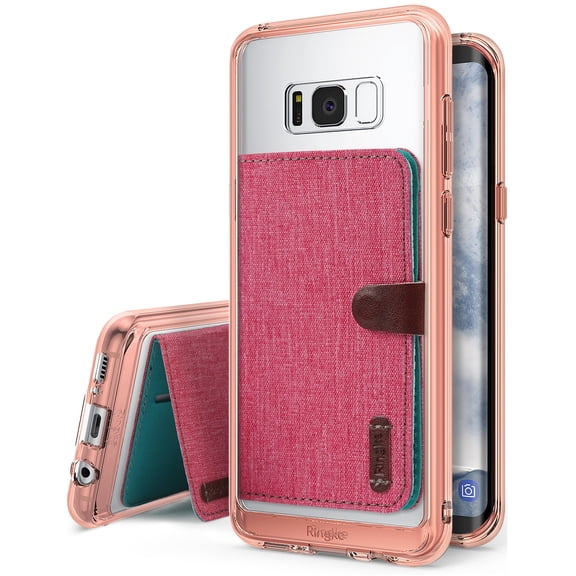 Ringke Fusion/Flip Case Compatible with Samsung Galaxy S8 Plus, Fusion Case with Flip Card Holder - Rose Gold/Deep Pink