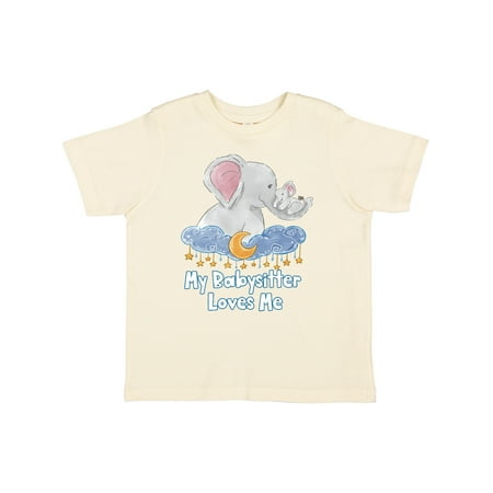 

Inktastic My Babysitter Loves Me Cute Elephants Clouds Moon and Stars Gift Toddler Boy or Toddler Girl T-Shirt