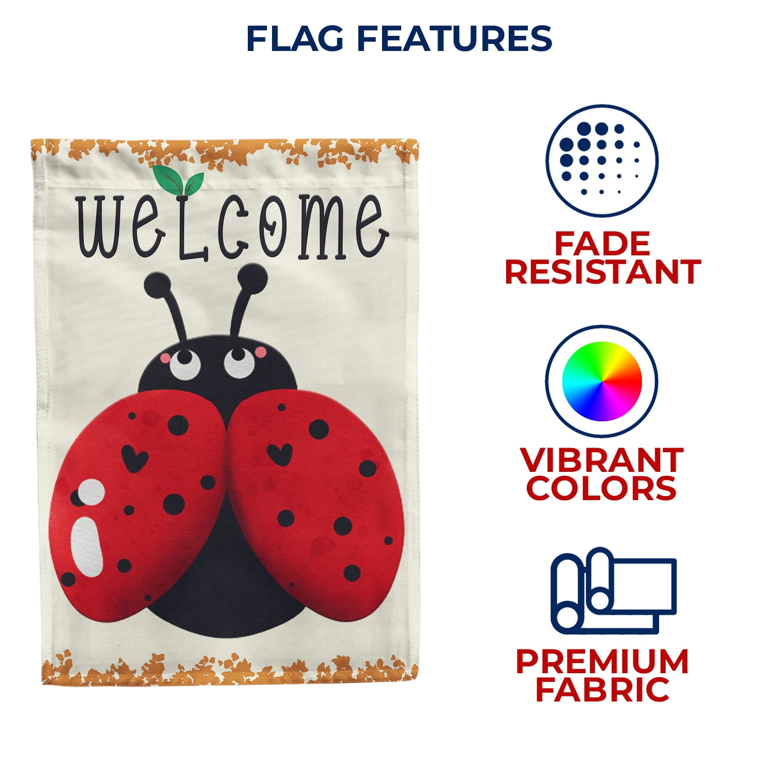 America Forever Ladybug Welcome House Flag, 28 x 40 inch Double Sided, Welcome Cute Ladybug, Spring Summer Outdoor Decorative Flag