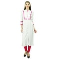 thumbnail image 6 of Phagun Womens Rayon Straight Tunic Kurta Open Front Kurti Mandarin Collar Indian Top, 6 of 9