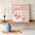 thumbnail image 3 of Ships Next Day Canvas Wall Art 10"x10", Pink Santa Christmas Wood Framed Canvas Print Painting, Snowflake Xmas Pink Striped Ready to Hang Small Picture Wall Decor for Home Kitchen Nursery Office, 3 of 9