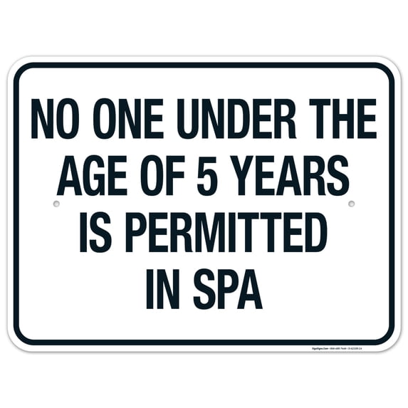 Nebraska No Children Under 5 In Spa Sign, Complies With State Of Nebraska Pool Safety Code, 18x24 Aluminum