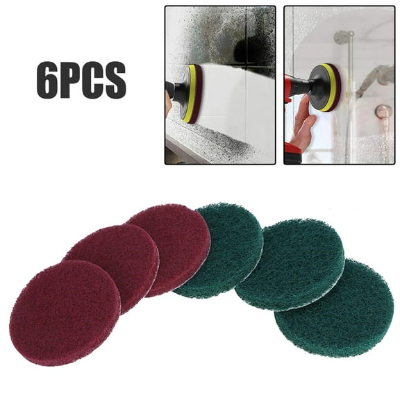 Buffing Pads Scouring Pad Bathtubs Cleaning Showers 4 Inch 6pcs Set High Quality Red(400#) For 4" Hook & Loop Pads