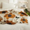 thumbnail image 5 of YIRUIO Orange Large Floral Crochet Home Decor Soft Microfiber Adult Fluffy Knitted Throws 47*59 inch 2LB, 5 of 6