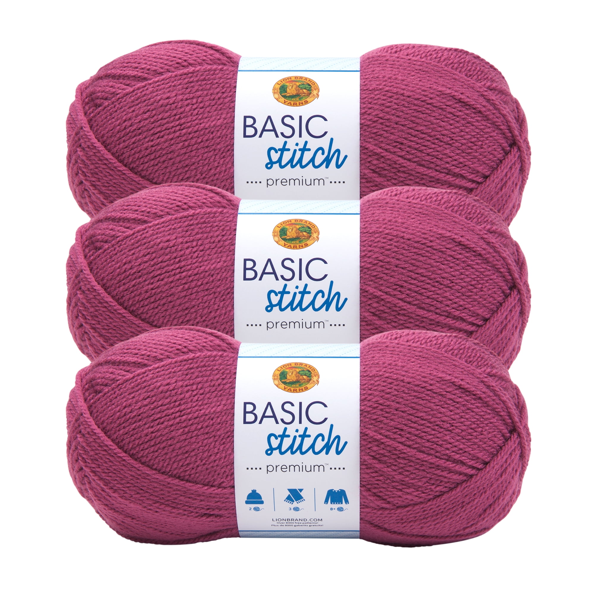 Lion Brand Yarn Basic Stitch Premium Boysenberry Premium Medium Acrylic