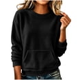 thumbnail image 2 of HOMBOM Womens No Hood Sweatshirt Lightweight Fleece Long Sleeve with Pockets Soft Crew Neck Pullover Tops for Young Women Outdoor Outfits, 2 of 7