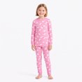 thumbnail image 2 of NIPAXO Girls Pajamas Set Long Sleeve Cute Rabbit Bunny Print Casual Sleepwear with Pink Trim for Toddler Little Girls, 2 of 8