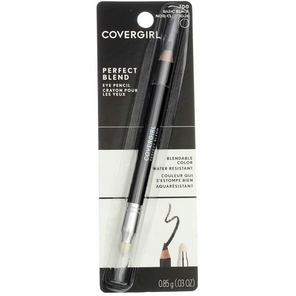 CoverGirl Perfect Blend Eye Pencil, Basic Black [100], 0.03 oz (Pack of 2)