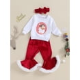 thumbnail image 3 of Suealasg Kids Girls Christmas Outfits Clothes 6M 1T 2T 3T Toddler Baby Girls Long Sleeve Santa Claus Print Sweatshirt+Red Flared Pants 2Pcs Christmas-themed Clothing Costume for Children Girls, 3 of 9