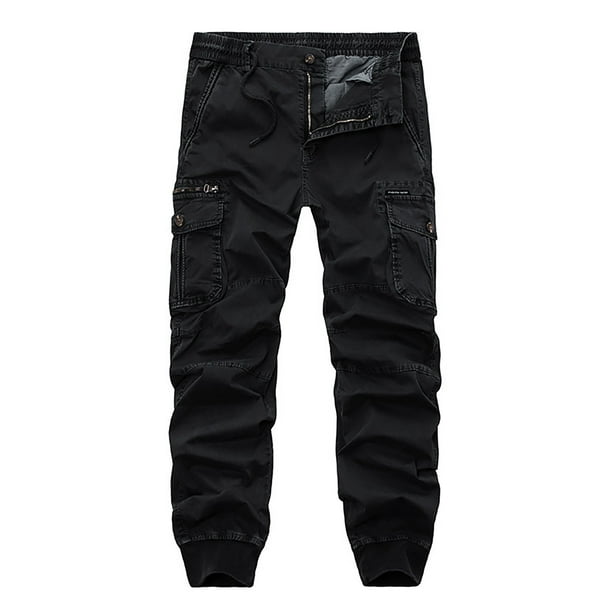 Pantalones largos para hombre, multibolsillos, lavados, informales, para exteriores, de algodón y poliéster