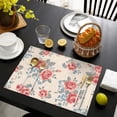 thumbnail image 3 of Pioneer Flower Floral Print Pattern Summer Placemats Table Placemats Set Of 6-Linen Kitchen Washable Placemats Table Mats 12x18 Inch Non-Slip Heat Resistant, 3 of 5