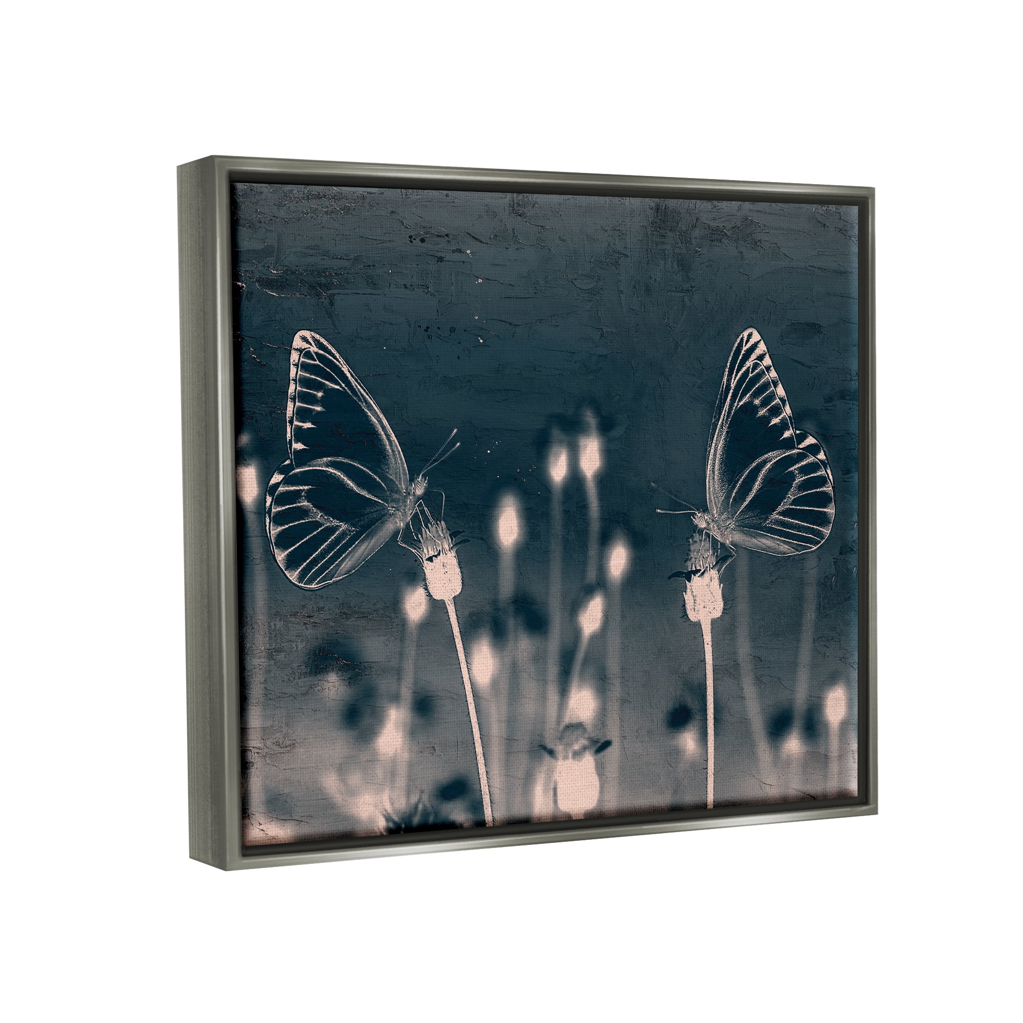 Stupell Industries Abstract Grey Butterflies Meadow Animals & Insects Painting Gray Floater Framed Art Print Wall Art