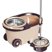 360° Spinning Mop And Bucket Set With Wringer, Hands-Free Self-Cleaning System, Stainless Steel Spin Dry Basket, Microfiber Mop Heads, Easy For Wet And Dry Cleaning, For Home, Kitchen, And Bathroom F