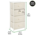mDesign Tall Dresser Storage Tower Stand with 4 Fabric Drawers Cream