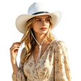 thumbnail image 3 of XIAOCHA Beaded Accent Cowboy Hat for Womens Shapeable Brim Outdoor Horse Riding Cowgirlhat Farm Western Hat,White, 3 of 6