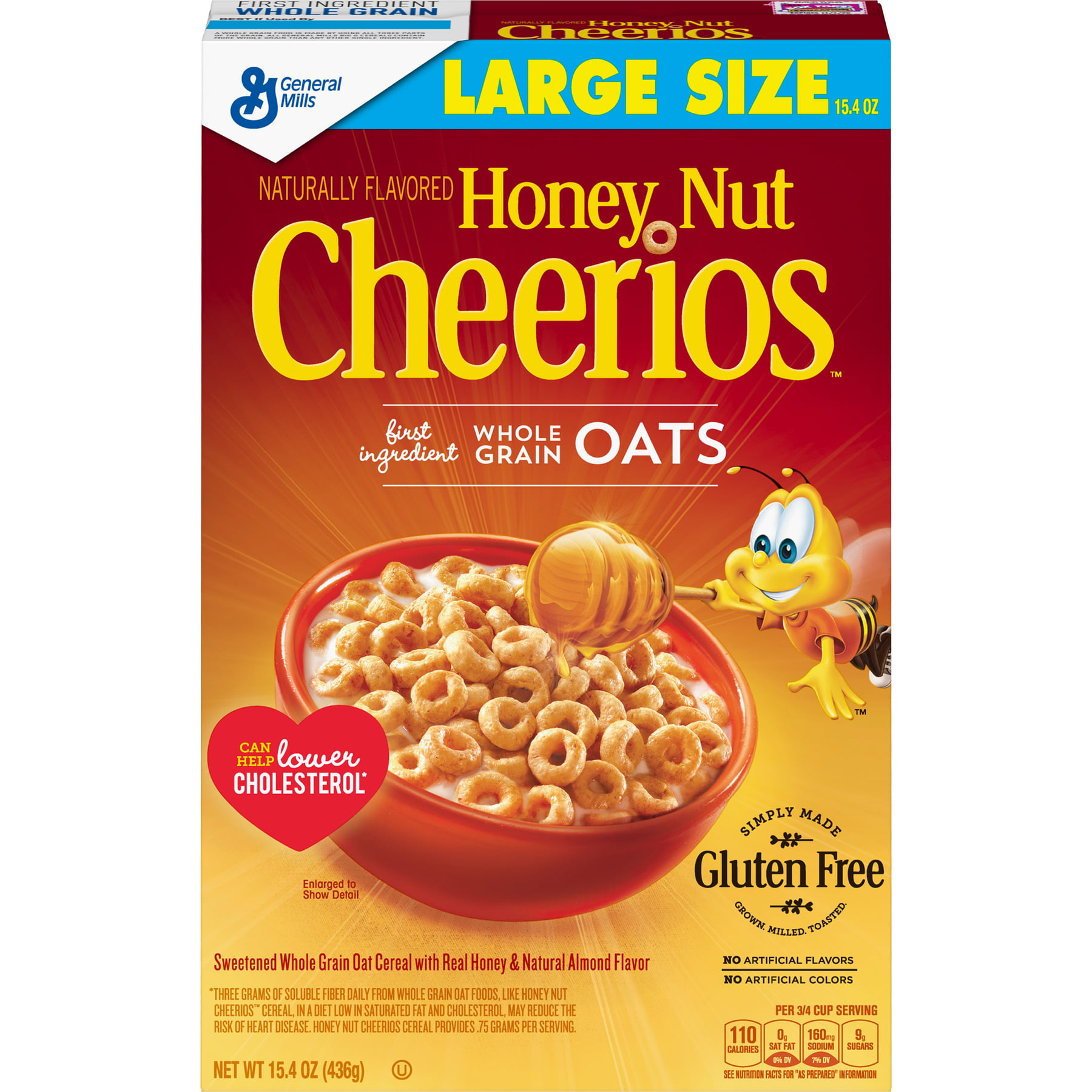 Honey Nut Cheerios Heart Healthy Gluten Free Breakfast Cereal, Large