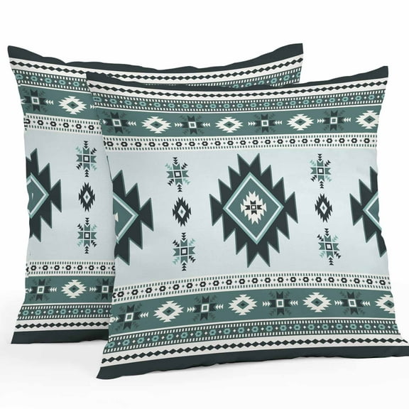 Outdoor Waterproof Pillow Covers Western Aztec Retro Geometric Art Decorative Throw Pillow Protectors for Patio Sofa Garden Couch,18x18in 2 Pack