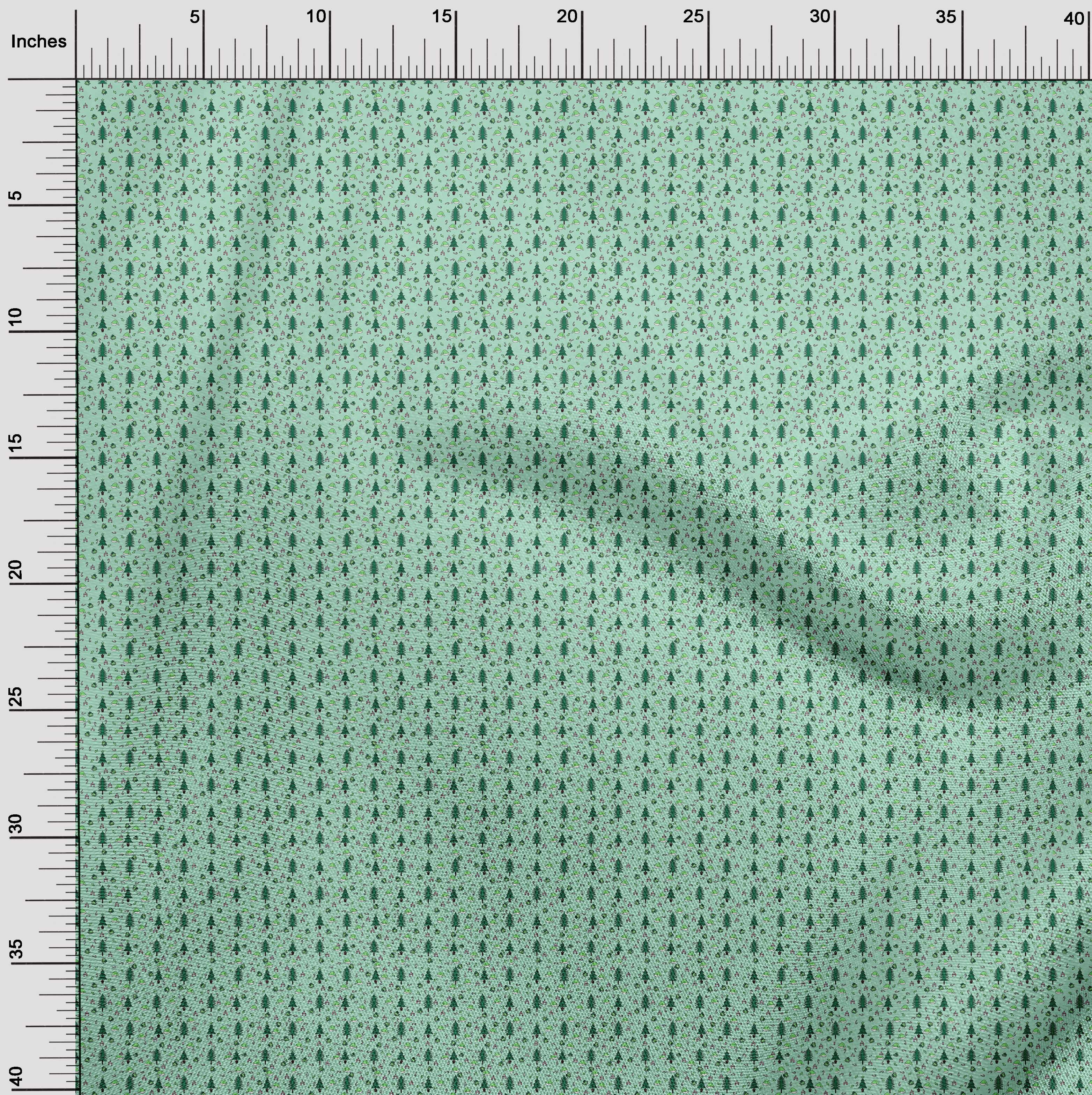 oneOone Polyester Spandex Sea Green Fabric Christmas Sewing Material Print Fabric By The Yard 56 Inch Wide
