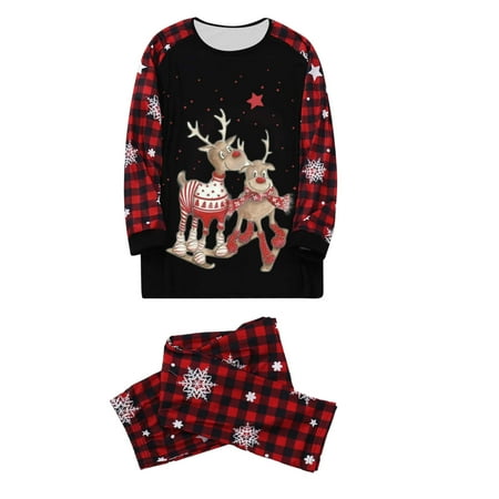 

NECHOLOGY Christmas Plaid Pajamas Pants for Family Christmas Mom Pajamas For Family Flannel Matching Pajamas for Family Suit Black XX-Large