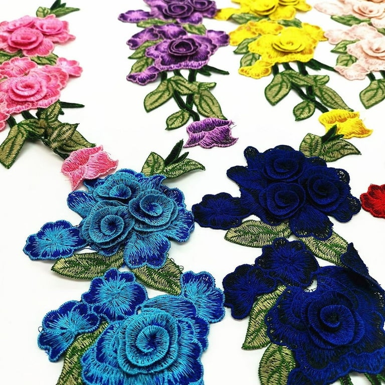 10Pcs Circular Navy Blue Fabric Boy Embroidered Rose Flower Patches  Stickers For Dress T-shirt Bag Applique Coat Shoes Clothing - AliExpress