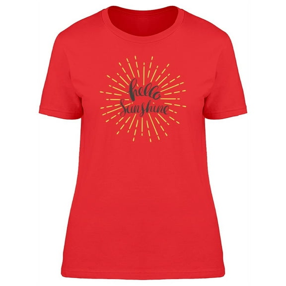 Hello Sunshine Yellow Lines T-Shirt Women -Image by Shutterstock, Female Medium