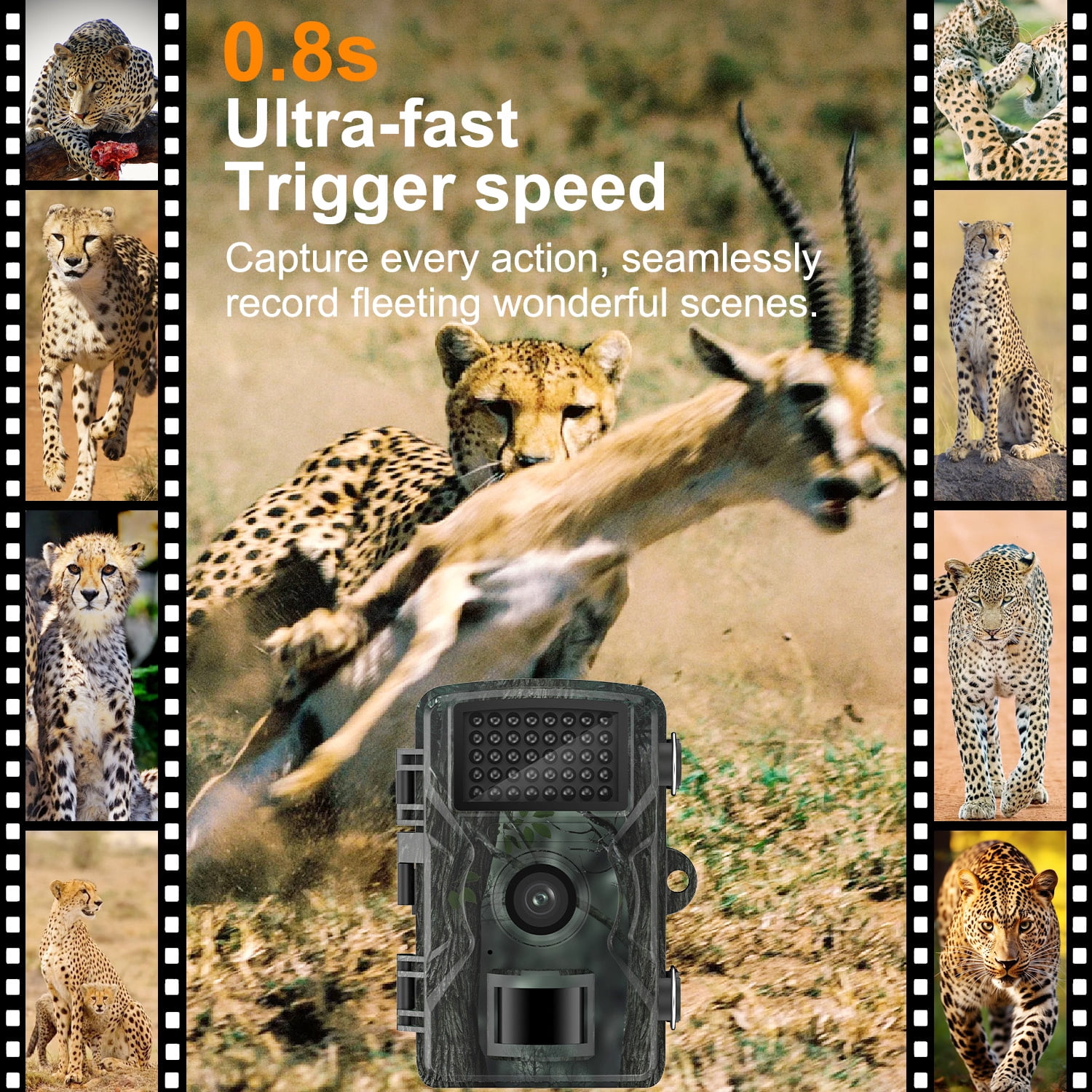 ABCPOW Trail Camera,2.5K 16MP Game Camera with Night Vision Motion, 0.8S Trigger Hunting Camera w/ 32GB TF Card, IP66 Waterproof,46pcs No Glow Infrared Trail Cameras for Outdoor Wildlife