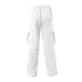 thumbnail image 5 of Cargo Sweatpants for Men Heavyweight Fleece Open Bottom Straight Leg Sweatpant Pockets Plus Size Big and Tall Joggers White L, 5 of 6