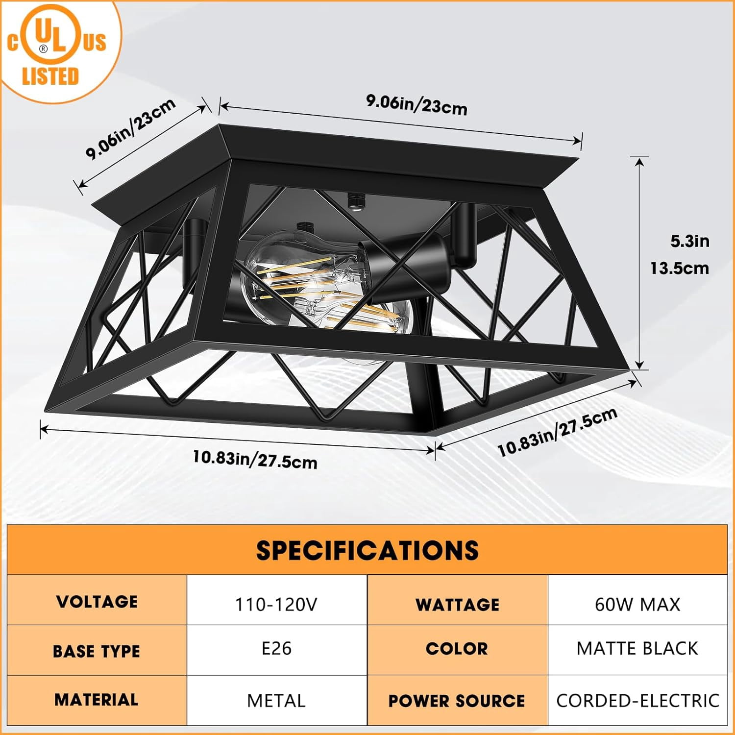 2-Light Flush Mount Ceiling Light Fixtures Farmhouse Kitchen Light Fixtures Ceiling Mount for Kitchen, Dining Room, Living Room, Entryway