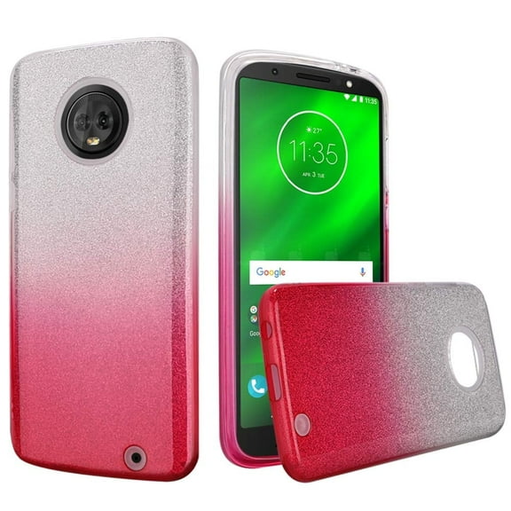 GSA Slim TPU Shiny Glitter Two Tone Case for Motorola Moto G6 Plus Hot Pink